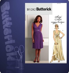 5282 BUTTERICK SHAPED DRAPED MIDRIFF V NECK KNIT DRESS LENGTHS PATTERN 8-14 UNCUT